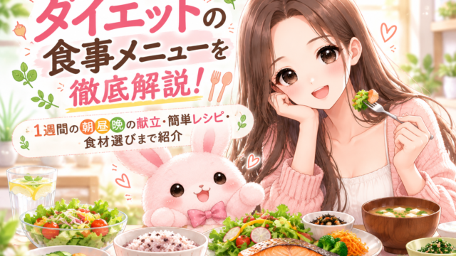 ダイエットの食事メニューを紹介する櫻根あゆとうさ先生のアイキャッチイラスト