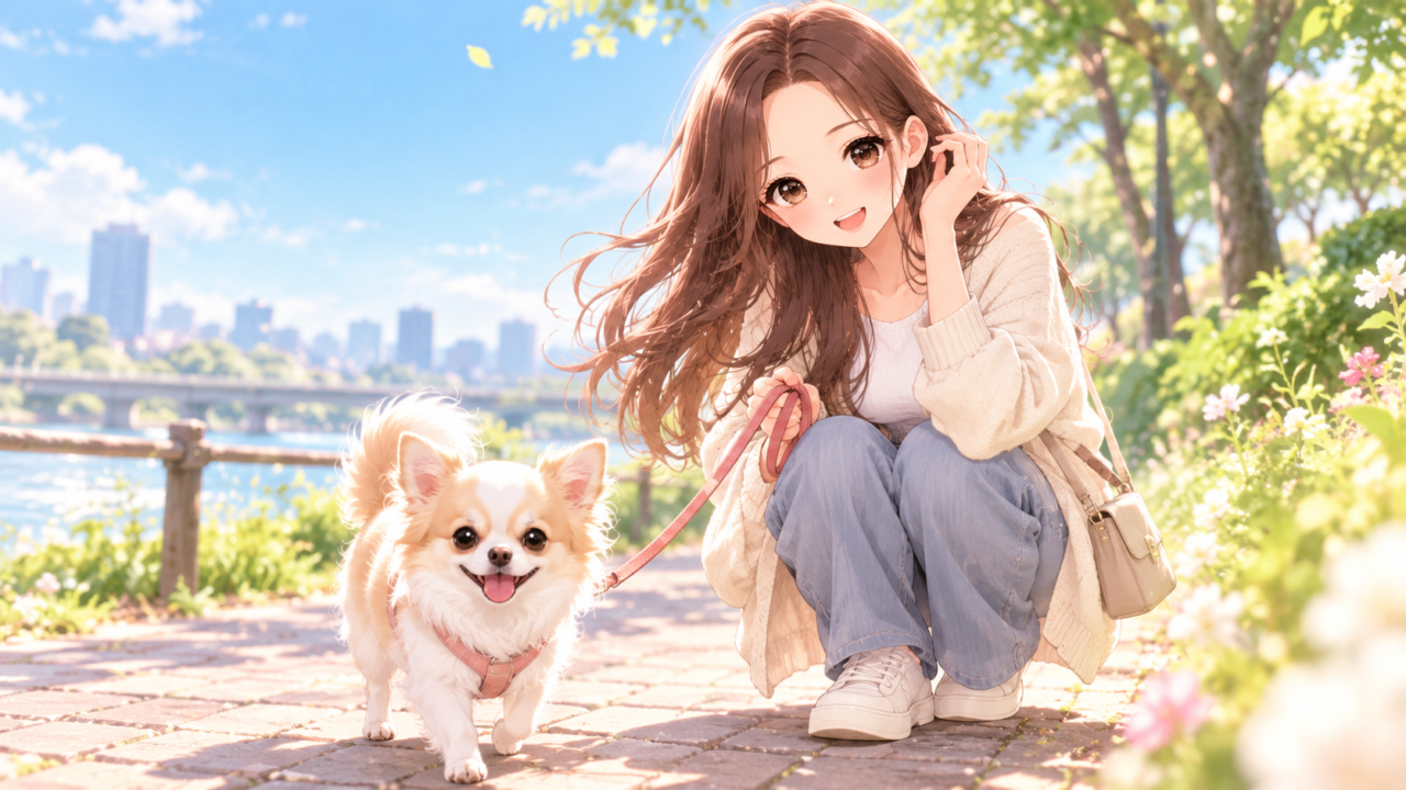愛犬との時間を楽しむ櫻根あゆ