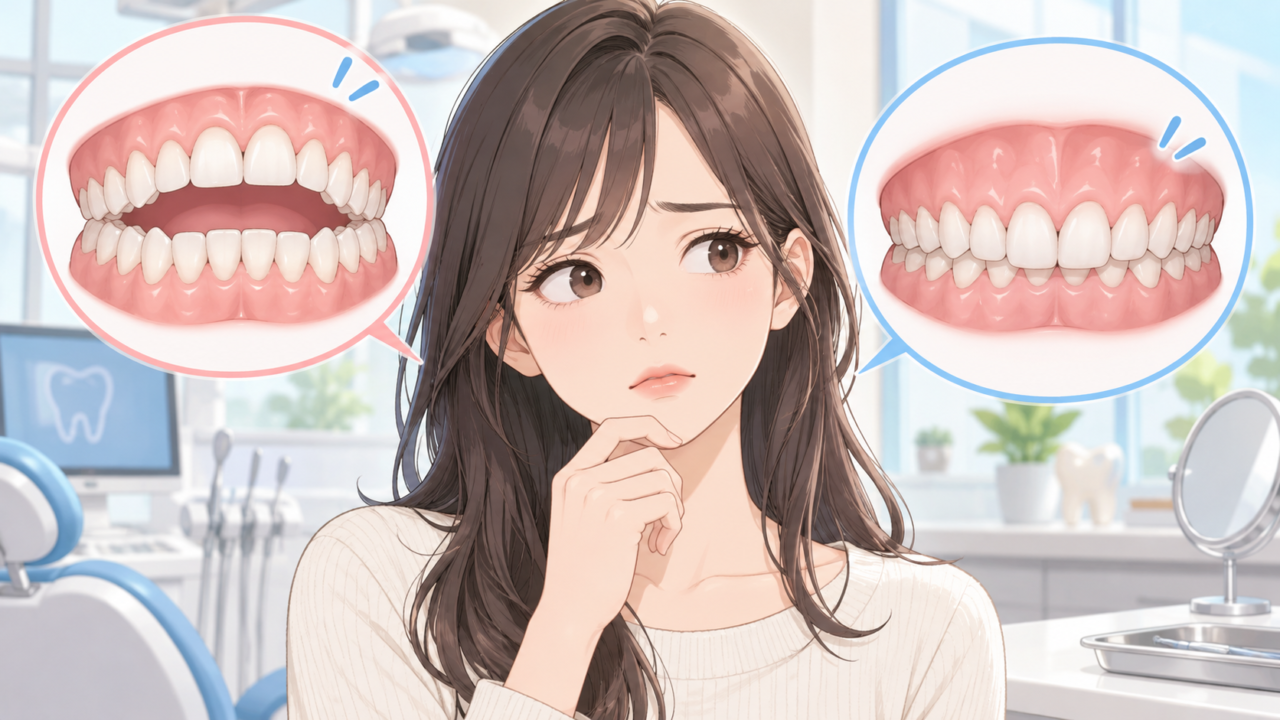 開咬など上下の歯の噛み合わせに問題がある状態を示したイラスト