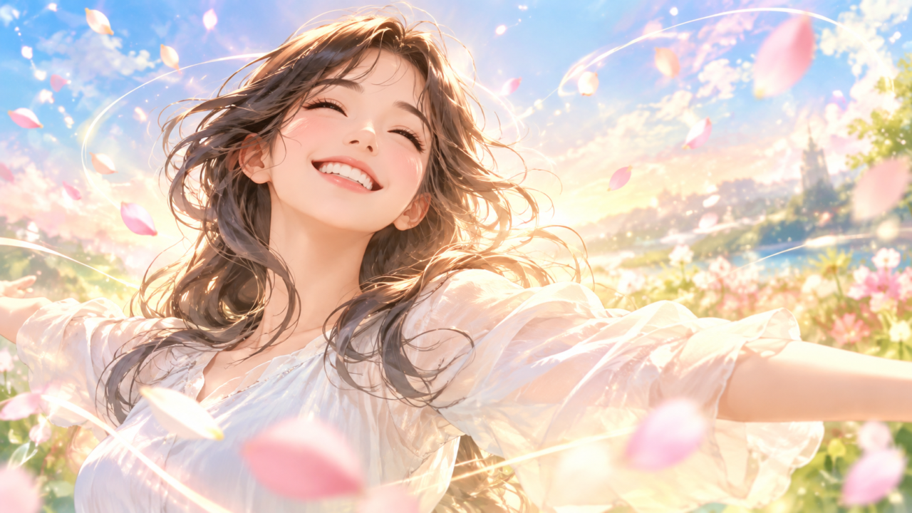 きれいに整った歯並びで満面の笑みを浮かべる女性