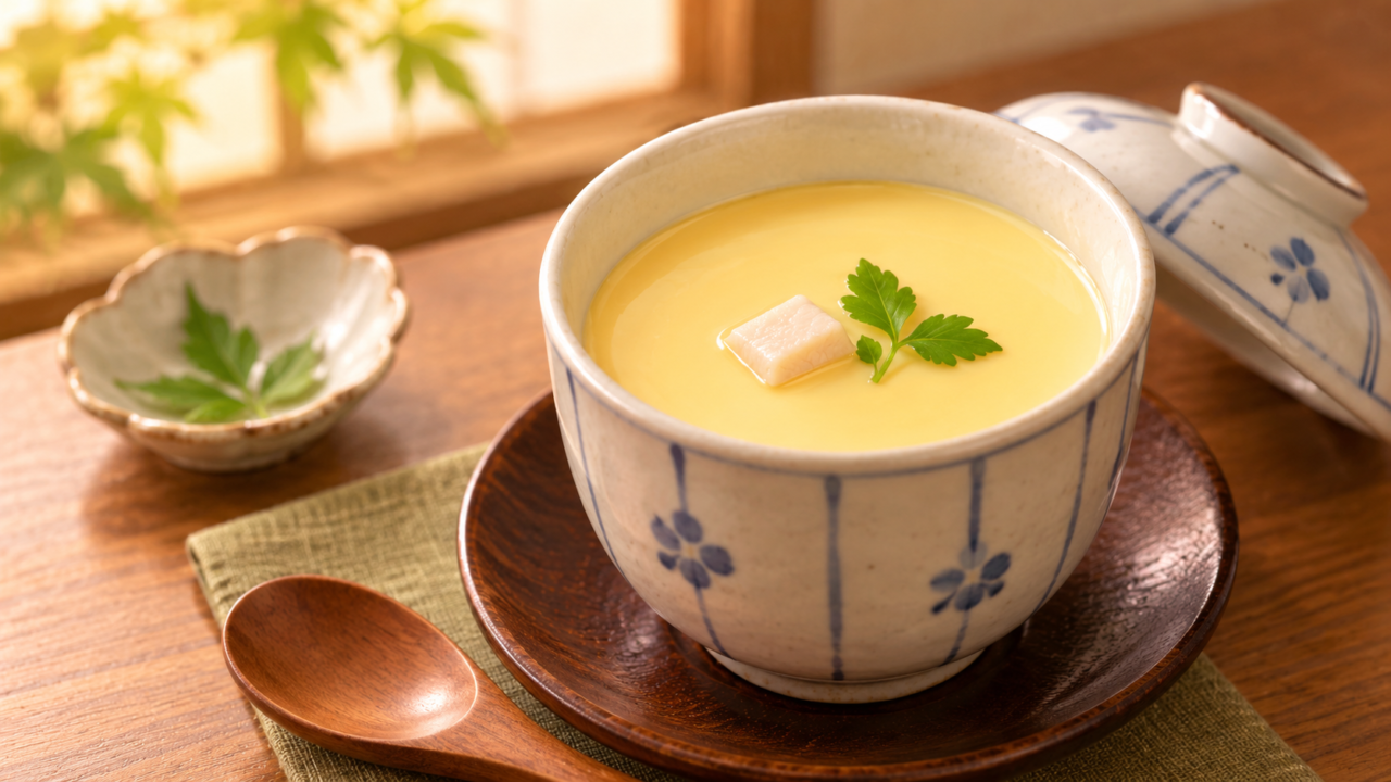 なめらかに蒸し上げた具材少なめの茶碗蒸し