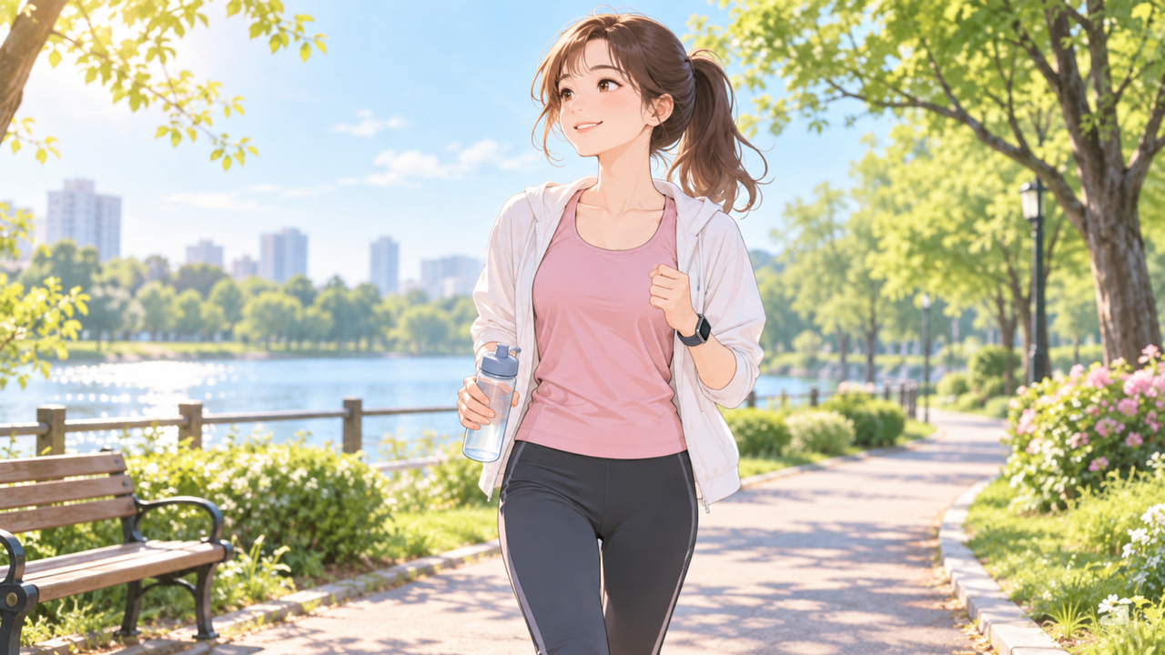 ウォーキングで無理なく運動習慣を続ける女性